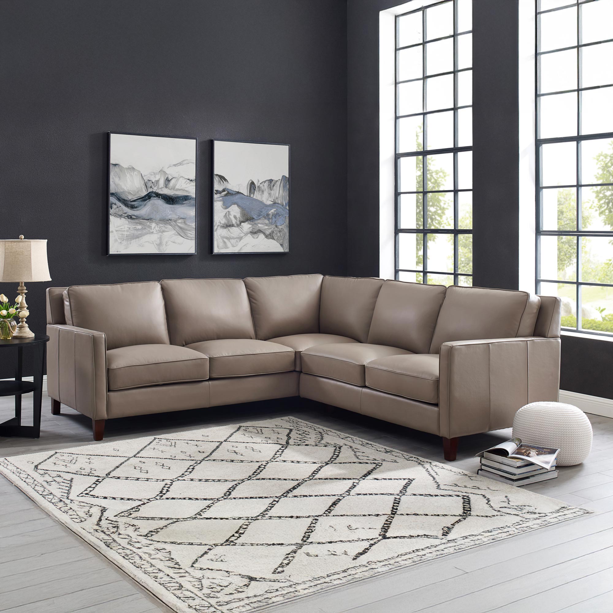 West Park Top Grain Leather Sectional – Prospera Home, image size:2000x2000