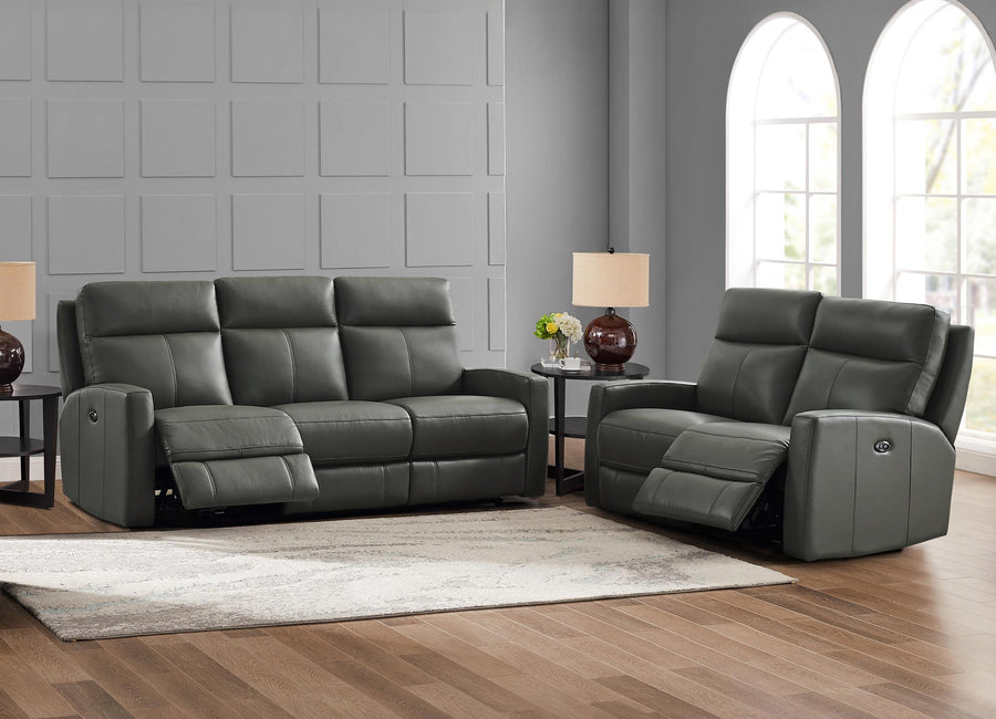 Capprio Top Grain Leather Power Reclining Collection, Gray