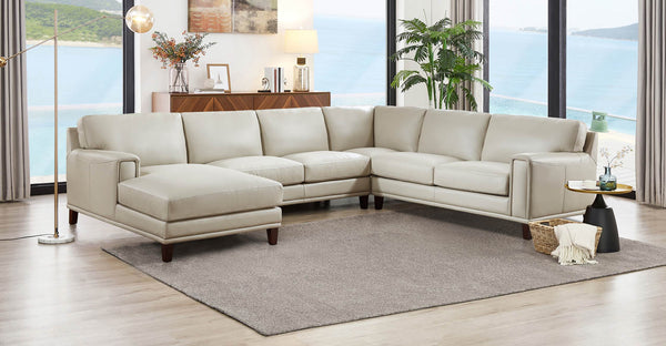 Jensen Top Grain Leather Sectional Chaise