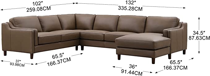Dobson Leather Sectional, Truffle - Prospera Home