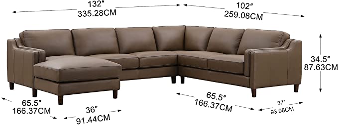 Dobson Leather Sectional, Truffle - Prospera Home