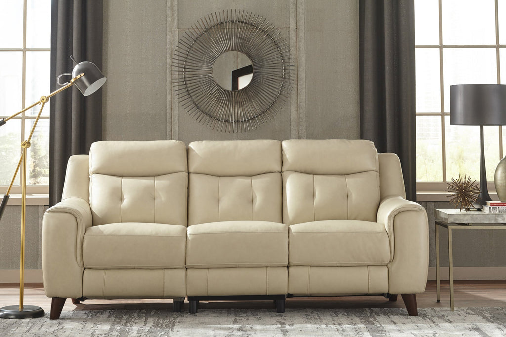 Campania leather power reclining sofa with on sale power headrests