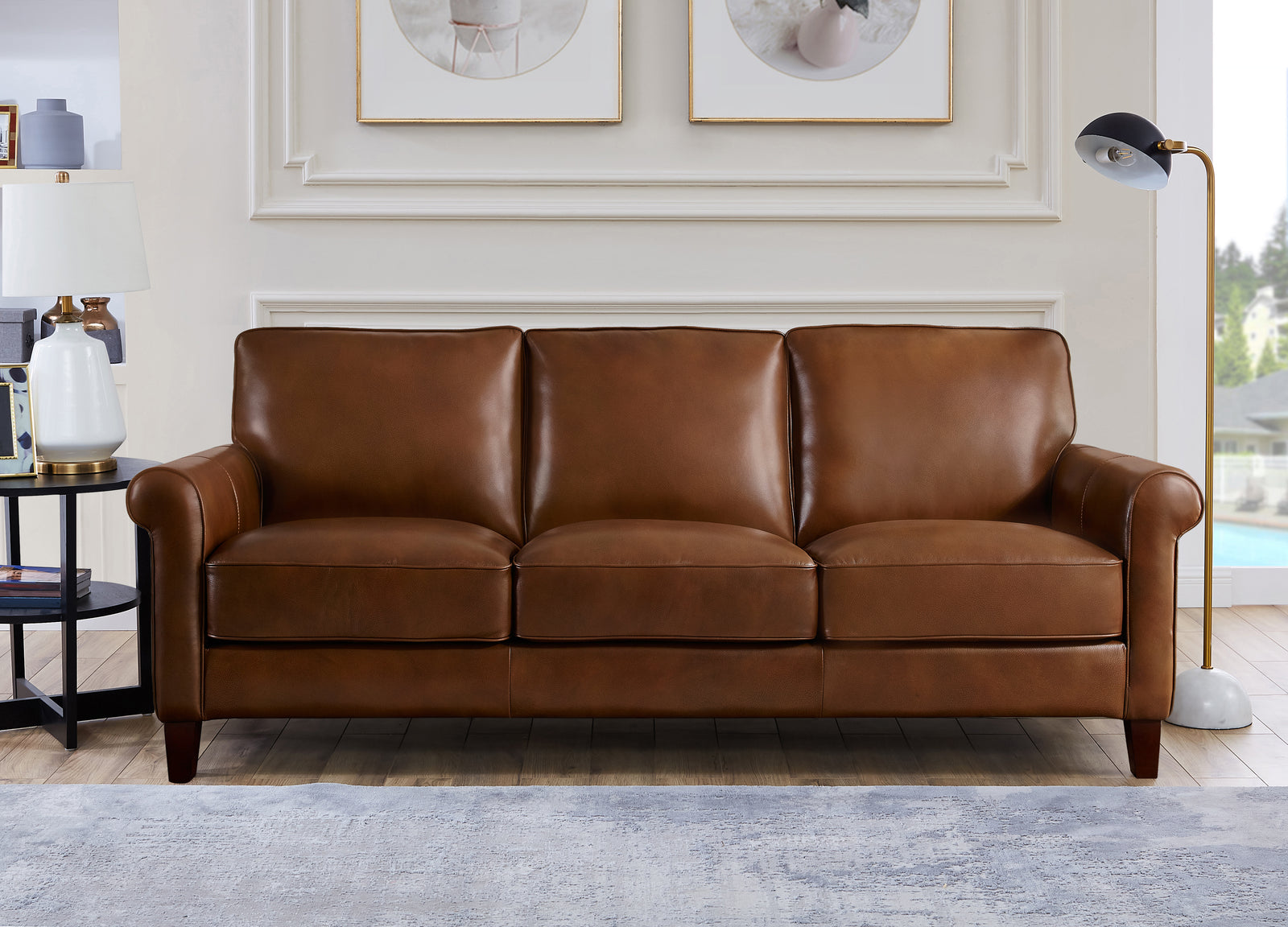 Top grain leather loveseat sales