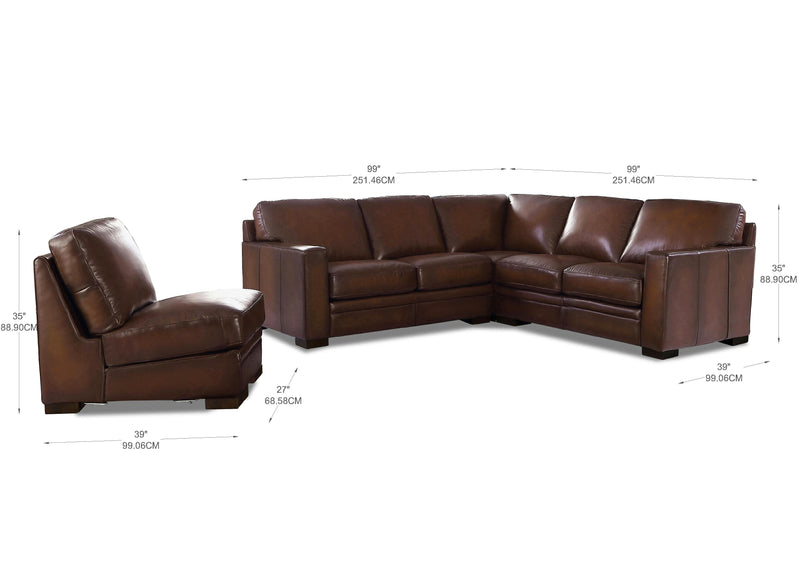 Luca Top Grain Leather Sectional Prospera Home