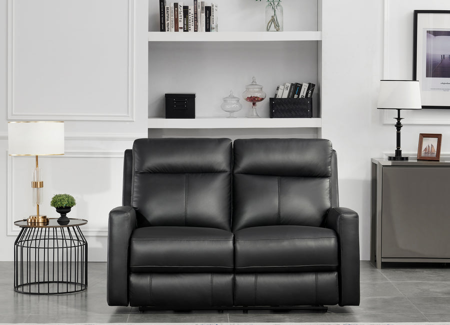 Barbados Top Grain Leather Power Reclining Collection, Black