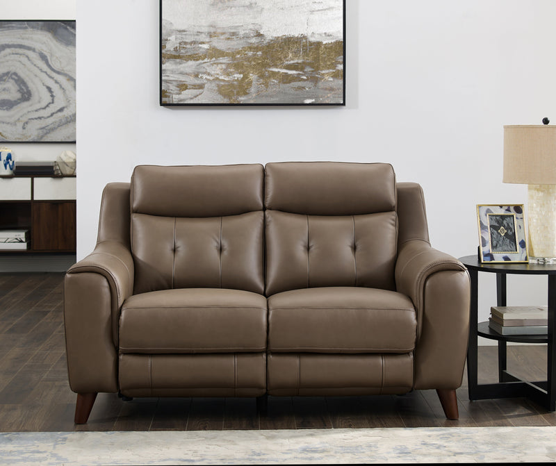 Campania leather power reclining sofa with on sale power headrests