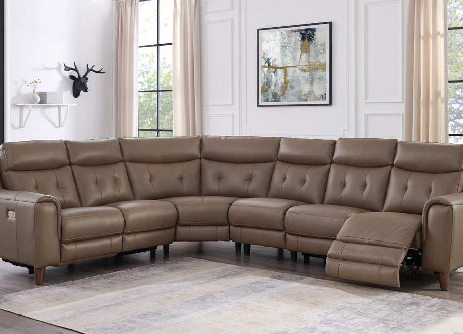 Campania Top Grain Leather Power Sectional Collection