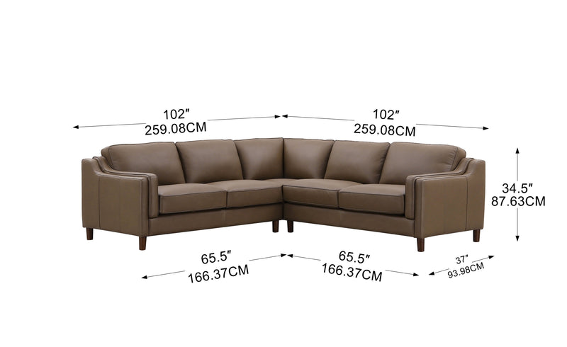 Dobson Leather Sectional, Truffle - Prospera Home
