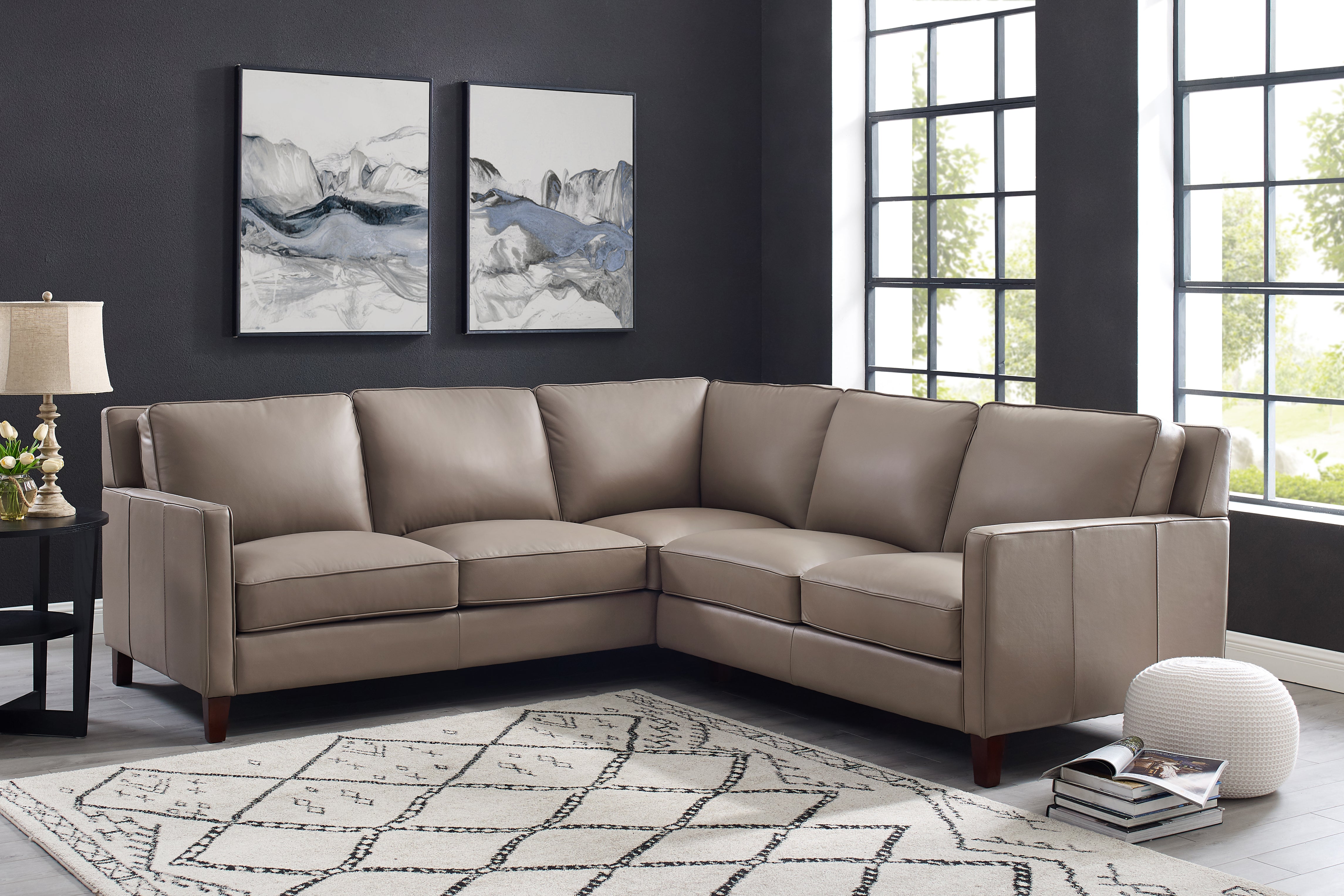 West Park Top Grain Leather Sectional – Prospera Home
